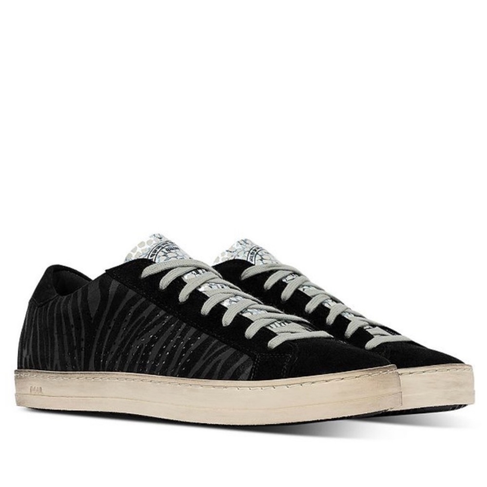 P448 Black and Gray Zebra Print Sneakers